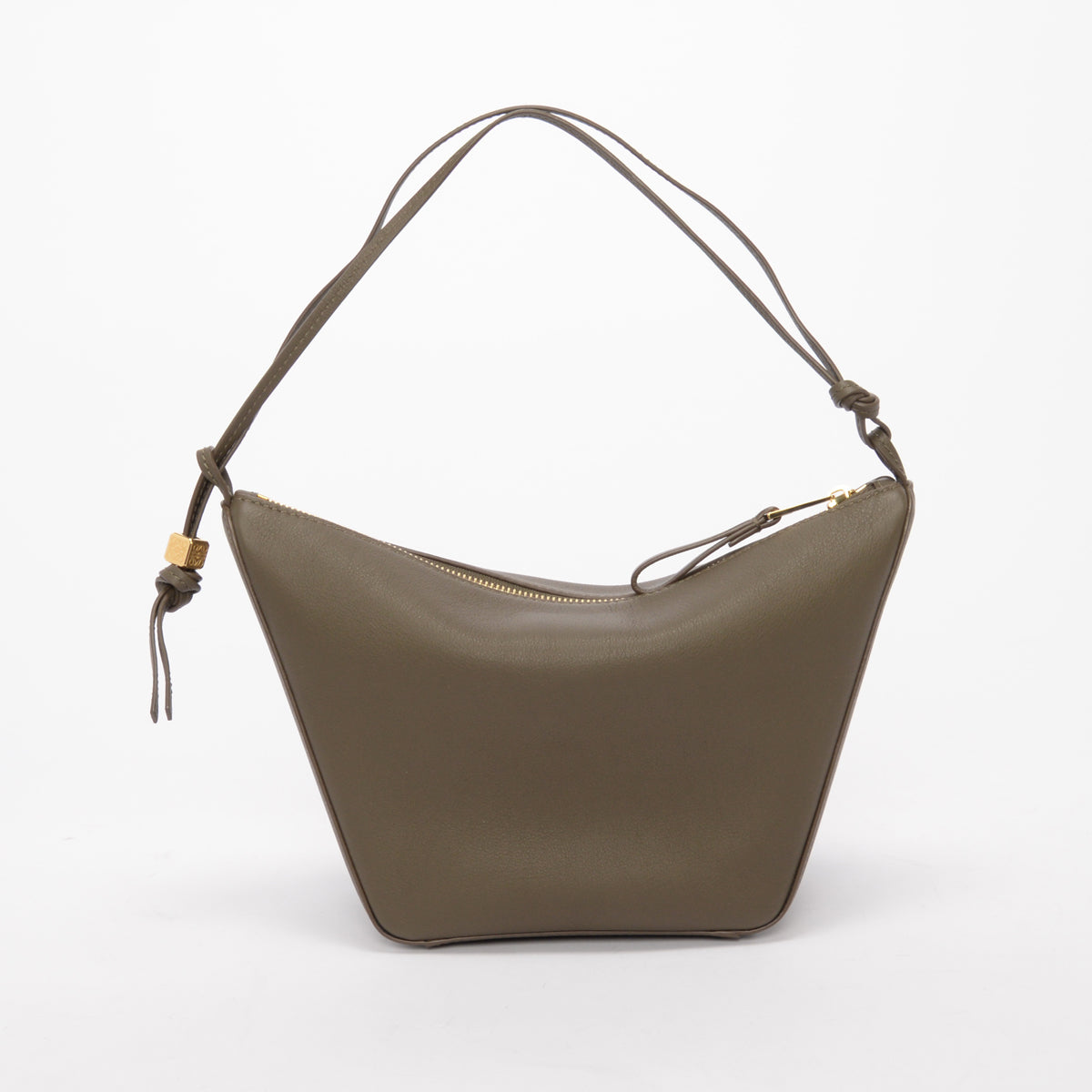 Loewe Olive Calfskin Braided Handle Mini Hammock Hobo + Strap