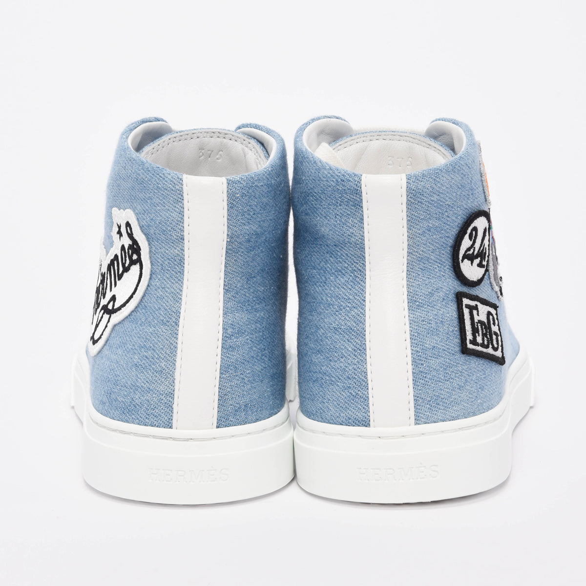 Hermes Blue Denim Illico Hi Top Sneakers 37.5