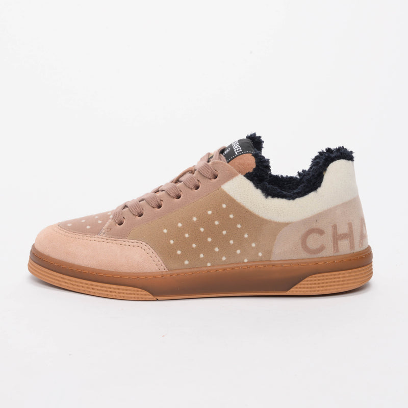 Chanel Beige Mixed Fibers Logo Sneakers 40 - Blue Spinach