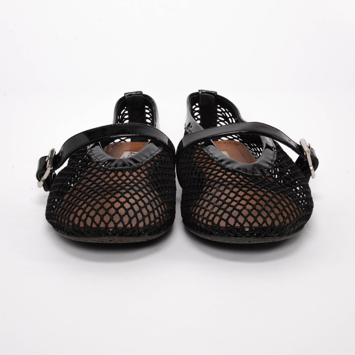 Alaia Black Fishnet Ballet Flats 39