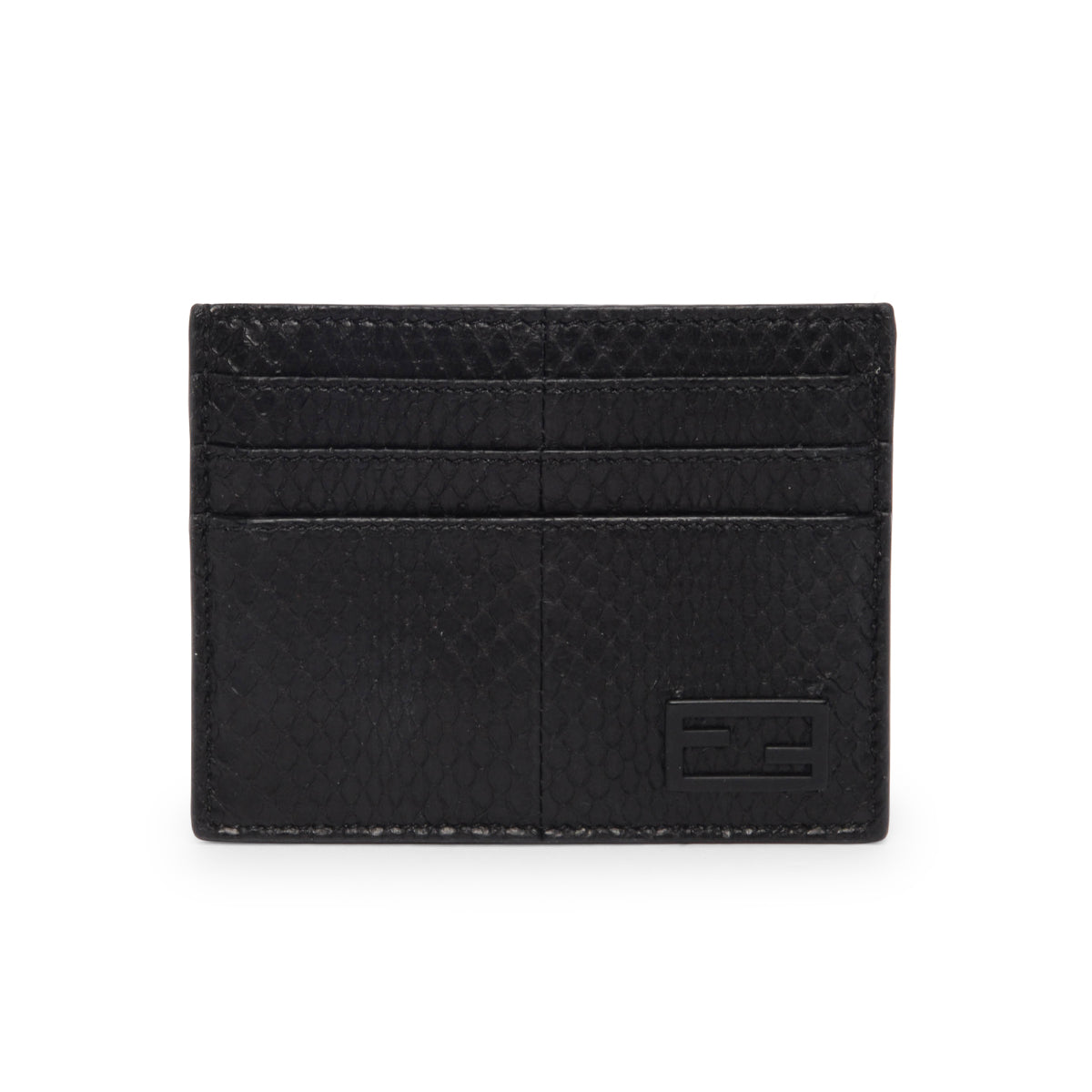 Fendi Black Snakeskin FF Card Holder