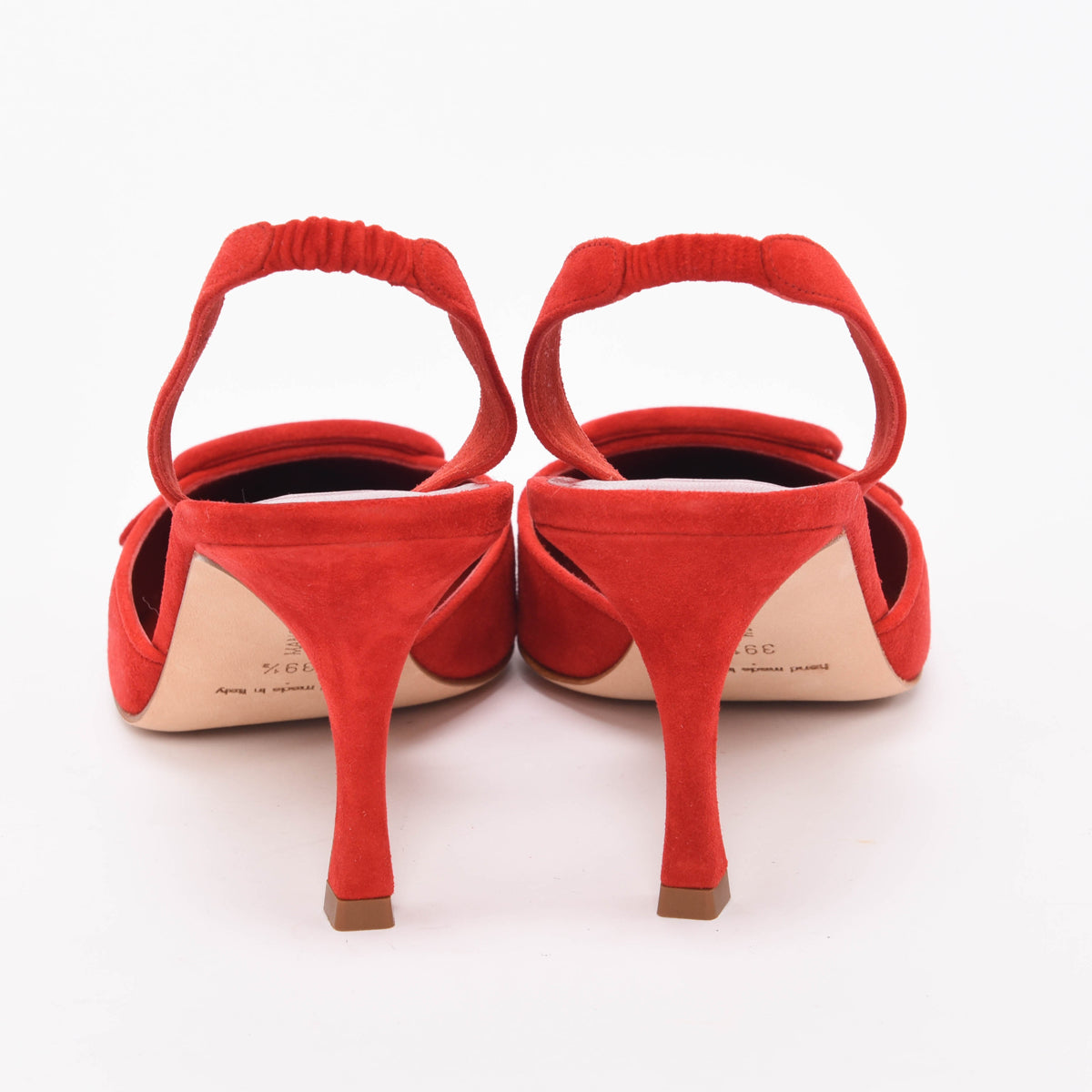 Manolo Blahnik Red Suede Maysli Buckle Slingbacks 39.5