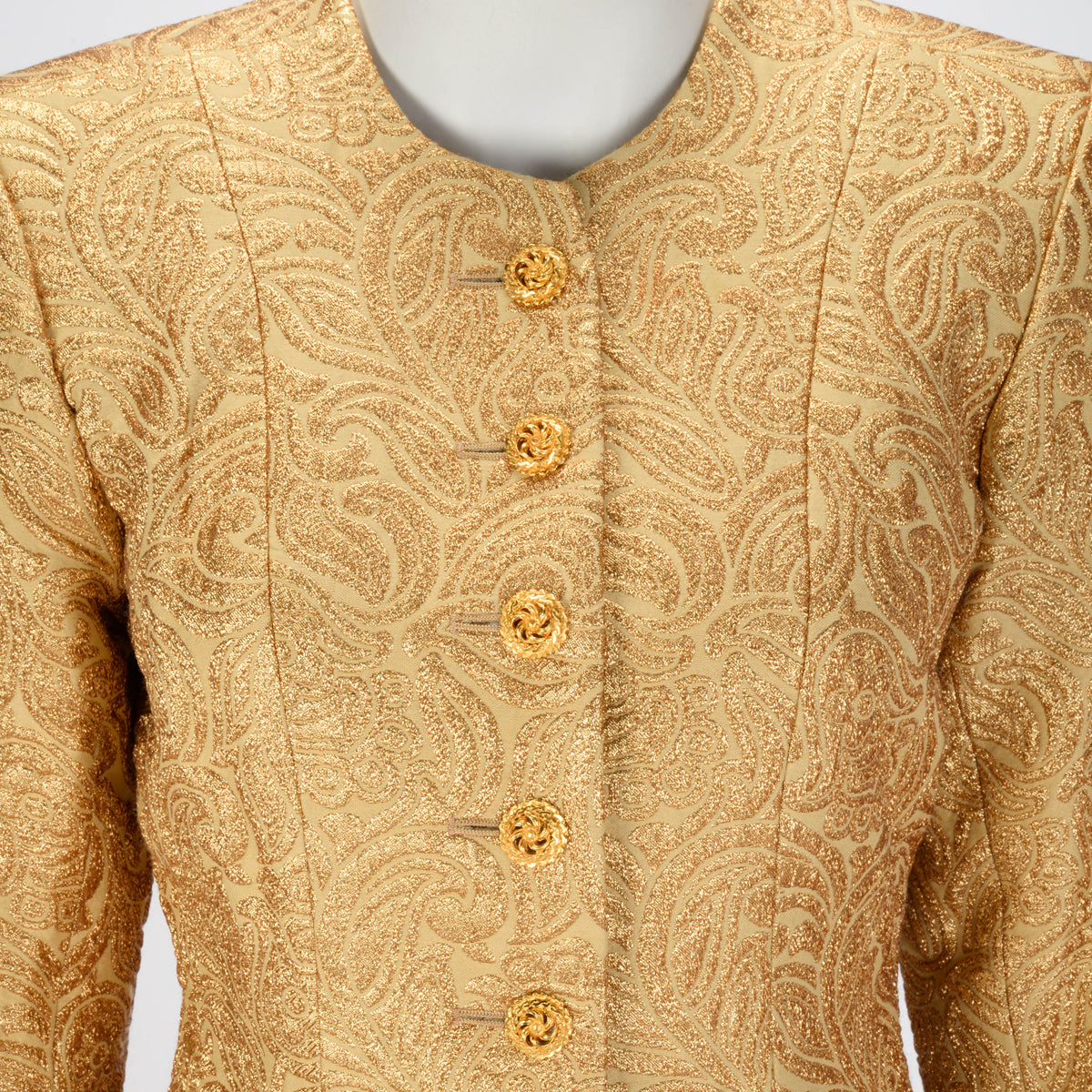 Yves Saint Laurent Gold Jacquard Brocade Skirt Suit