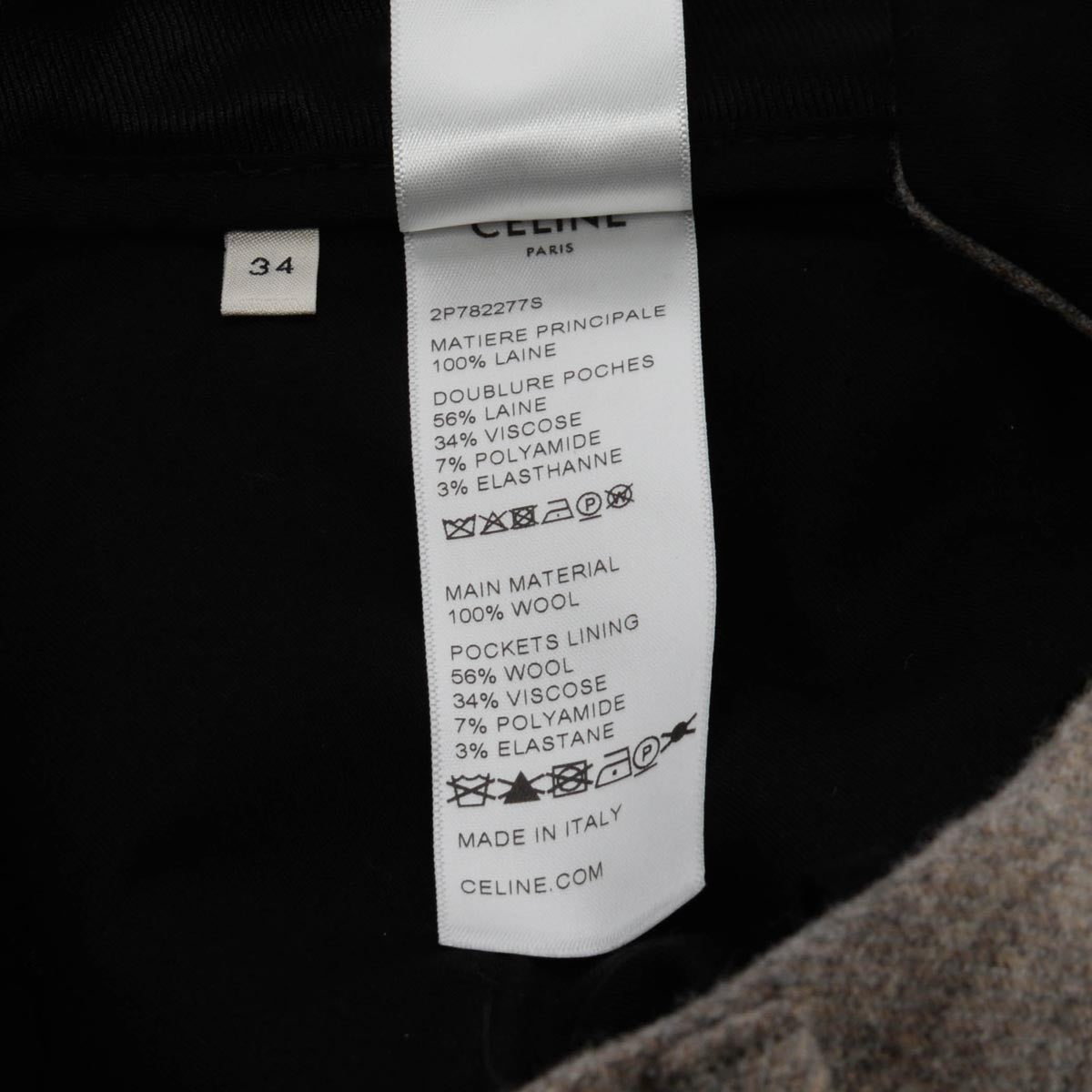 Celine Taupe Marl Wool Tixie Pants FR 34