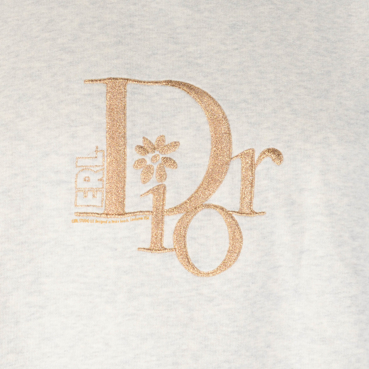 Dior x ERL Heather Grey Logo Embroidered Sweat Top L