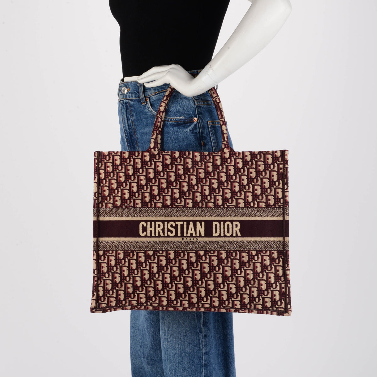 Dior Burgundy Oblique Canvas Medium Book Tote