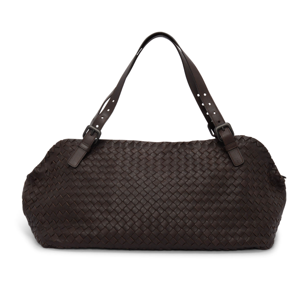 Bottega Veneta Chocolate Brown Intrecciato Large Boston Bag