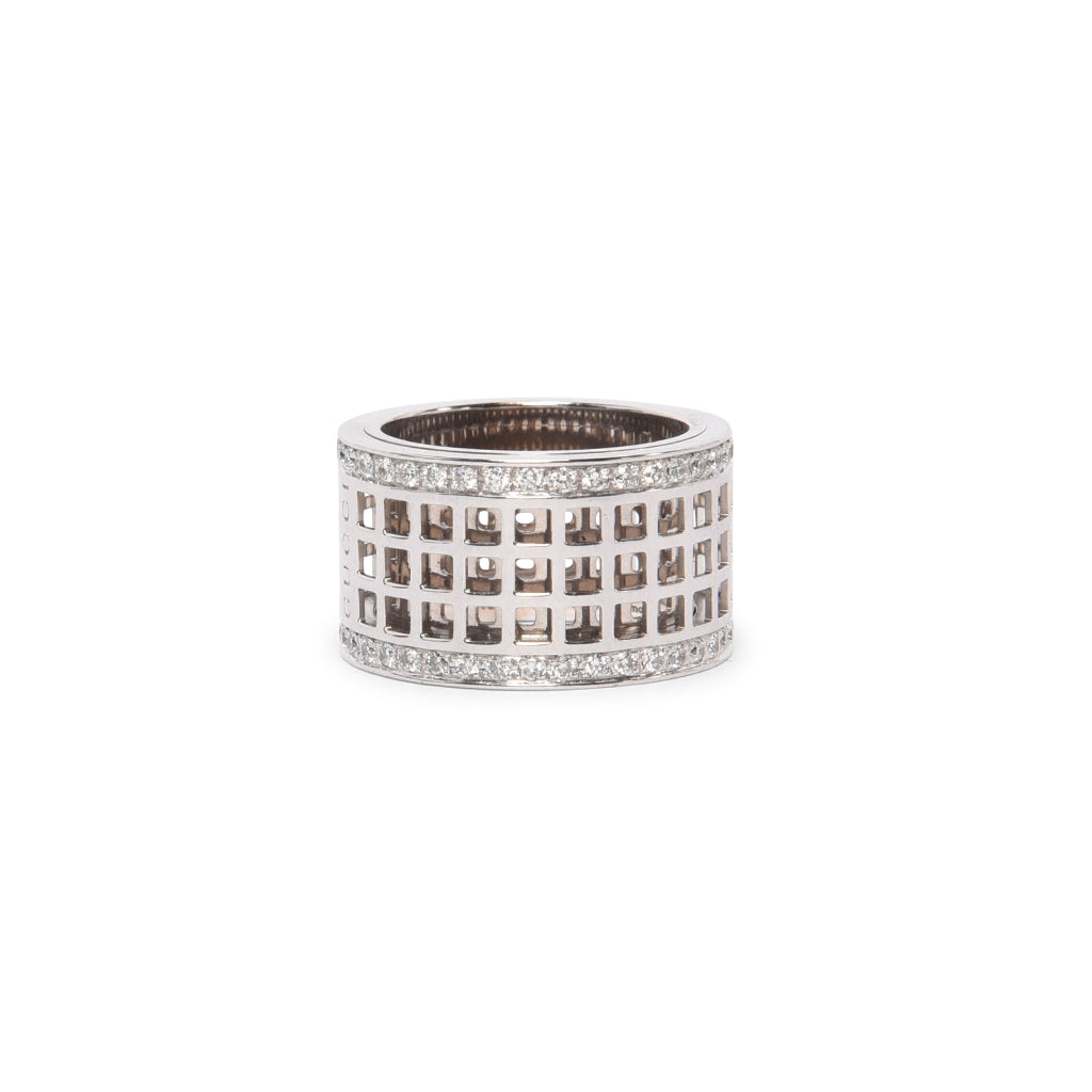 Gucci 18k White Gold & Diamond Spinning Band Ring