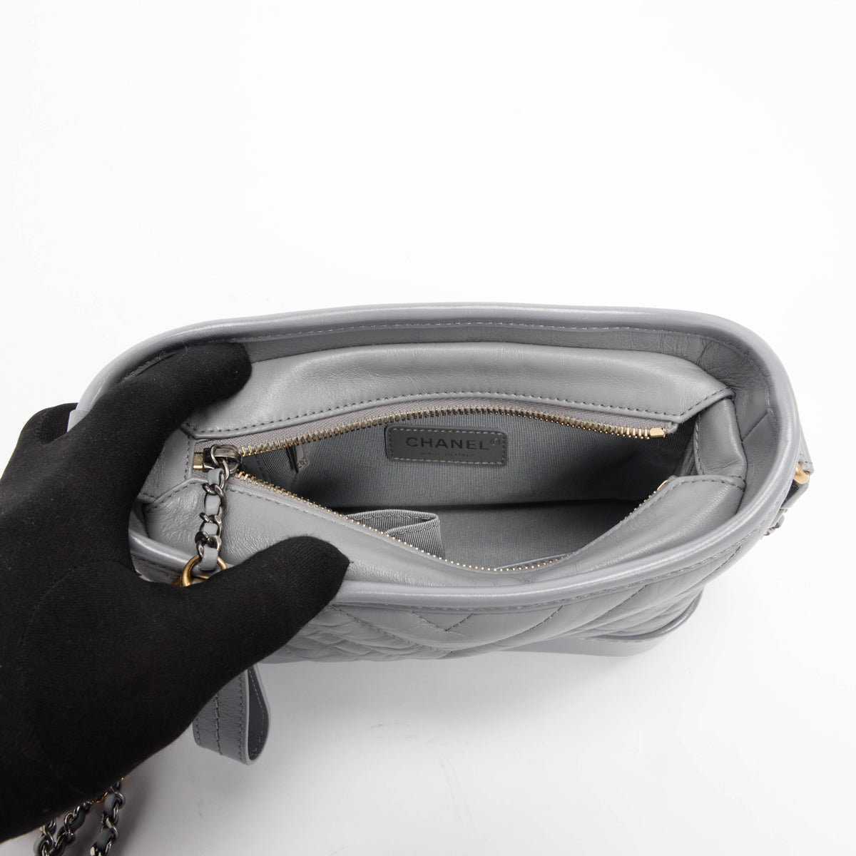 Chanel Grey Aged Calfskin Small Gabrielle Bag