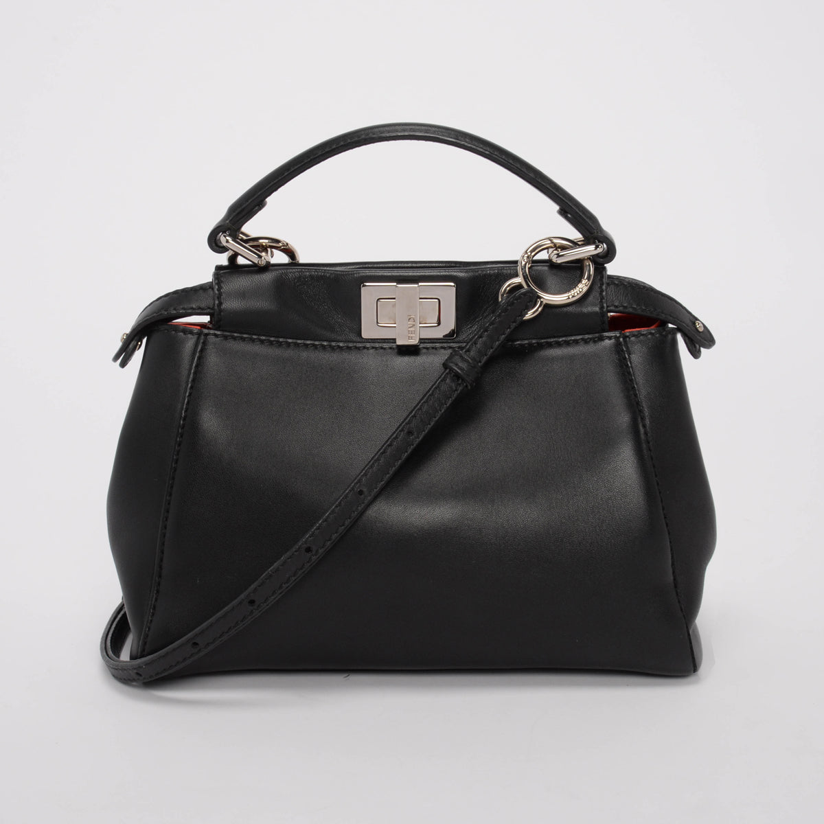 Fendi Black Calfskin Monster Eyes Mini Peekaboo