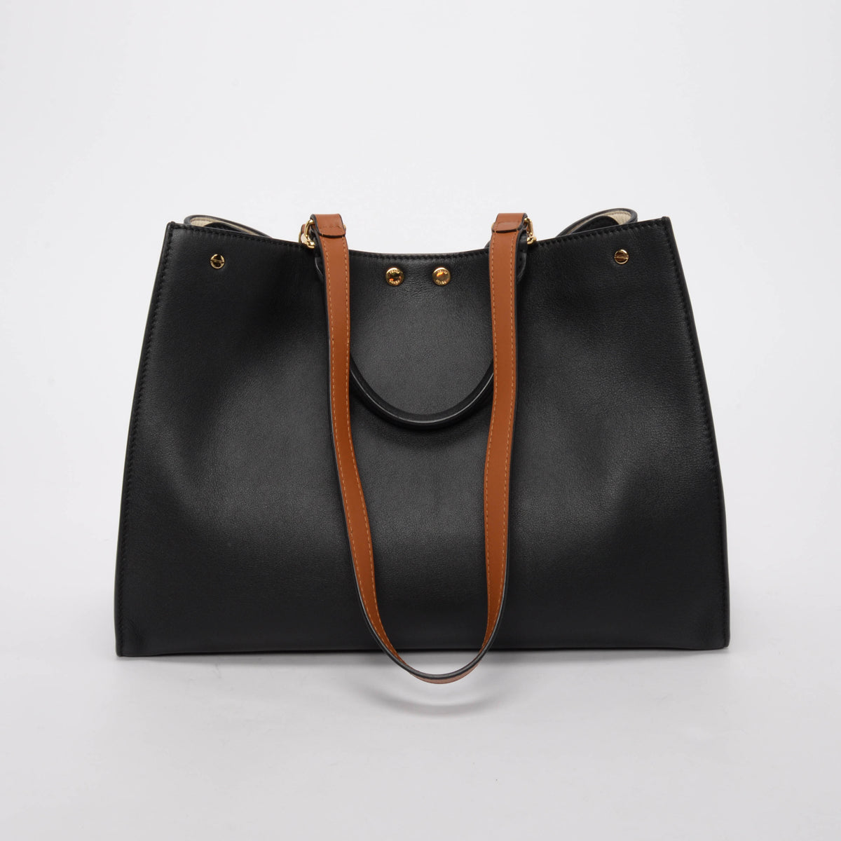 Fendi Black & Brandy Vitello Small Peekaboo X-Tote