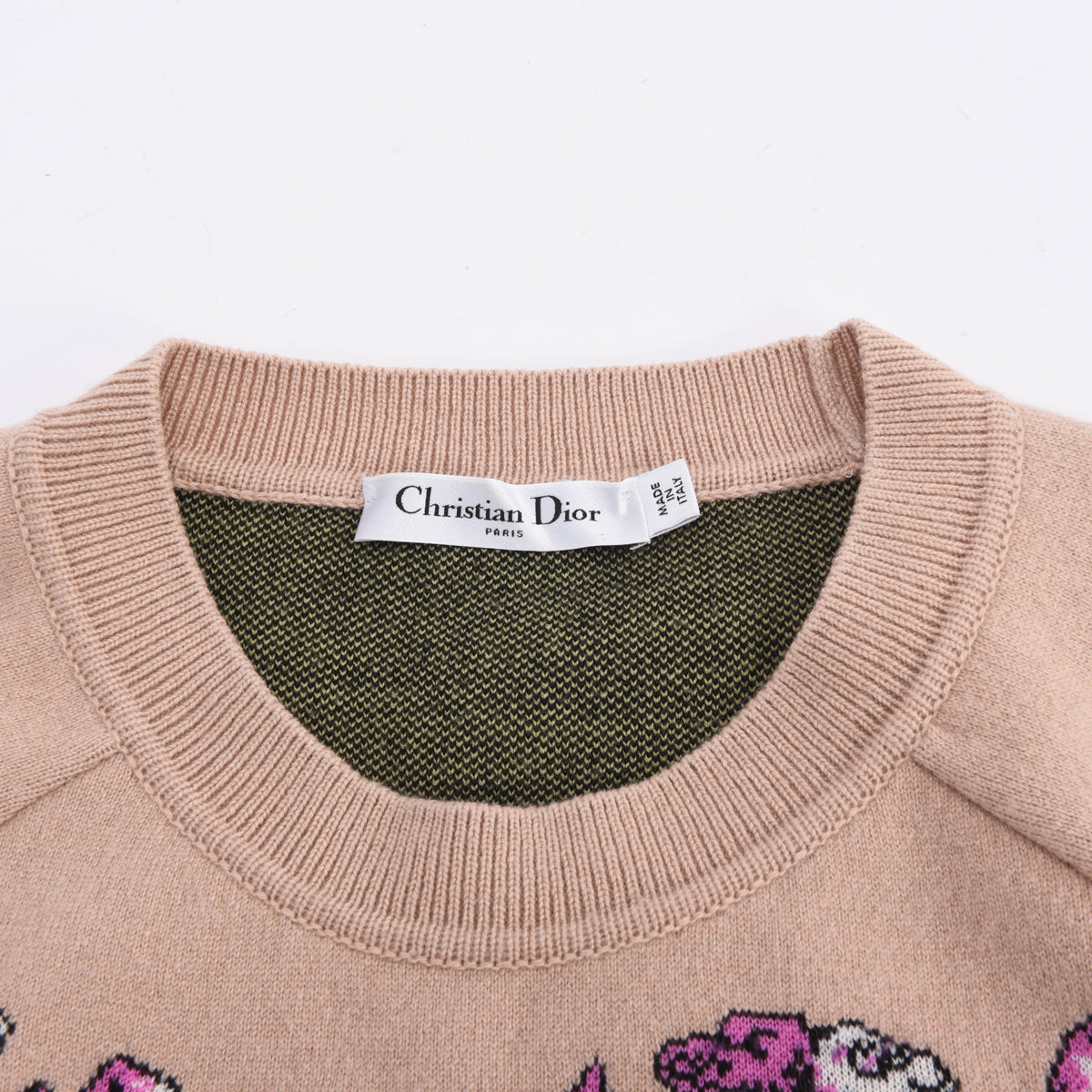 Dior Dusty Pink Cashmere Blend Fleurs Bibliques Sweater FR 34