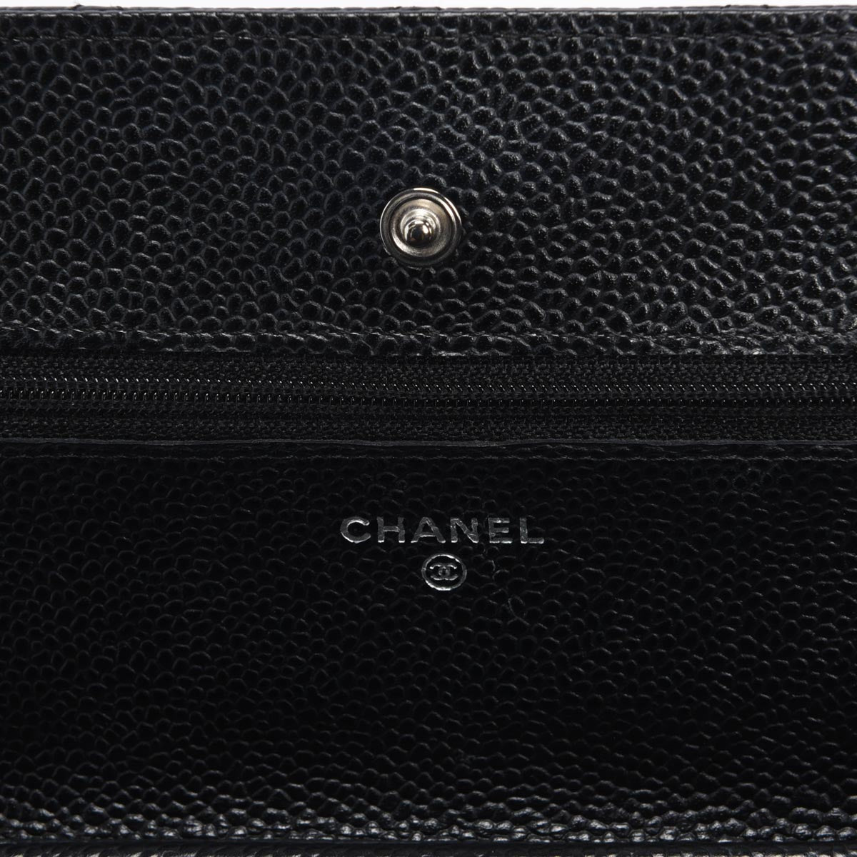 Chanel Black Quilted Caviar Classic Wallet On Chain
