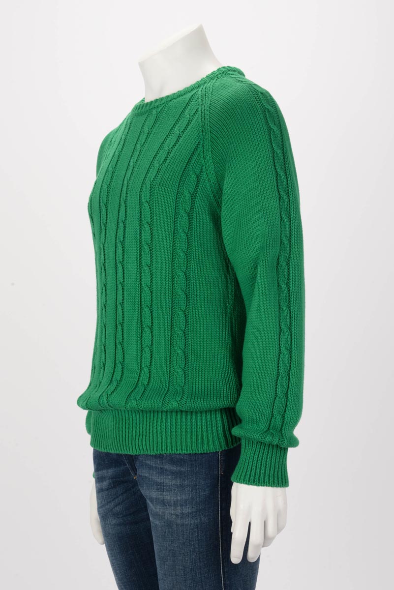 Gucci Green Cable Knit GG Sweater L