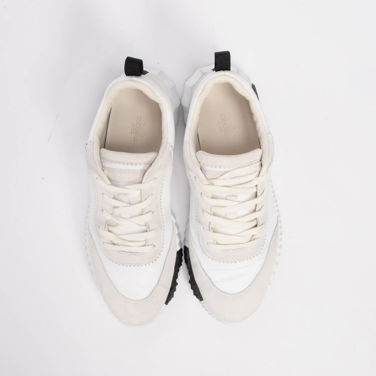 Hermes White Nylon & Suede Homme Bouncing Sneakers 41.5