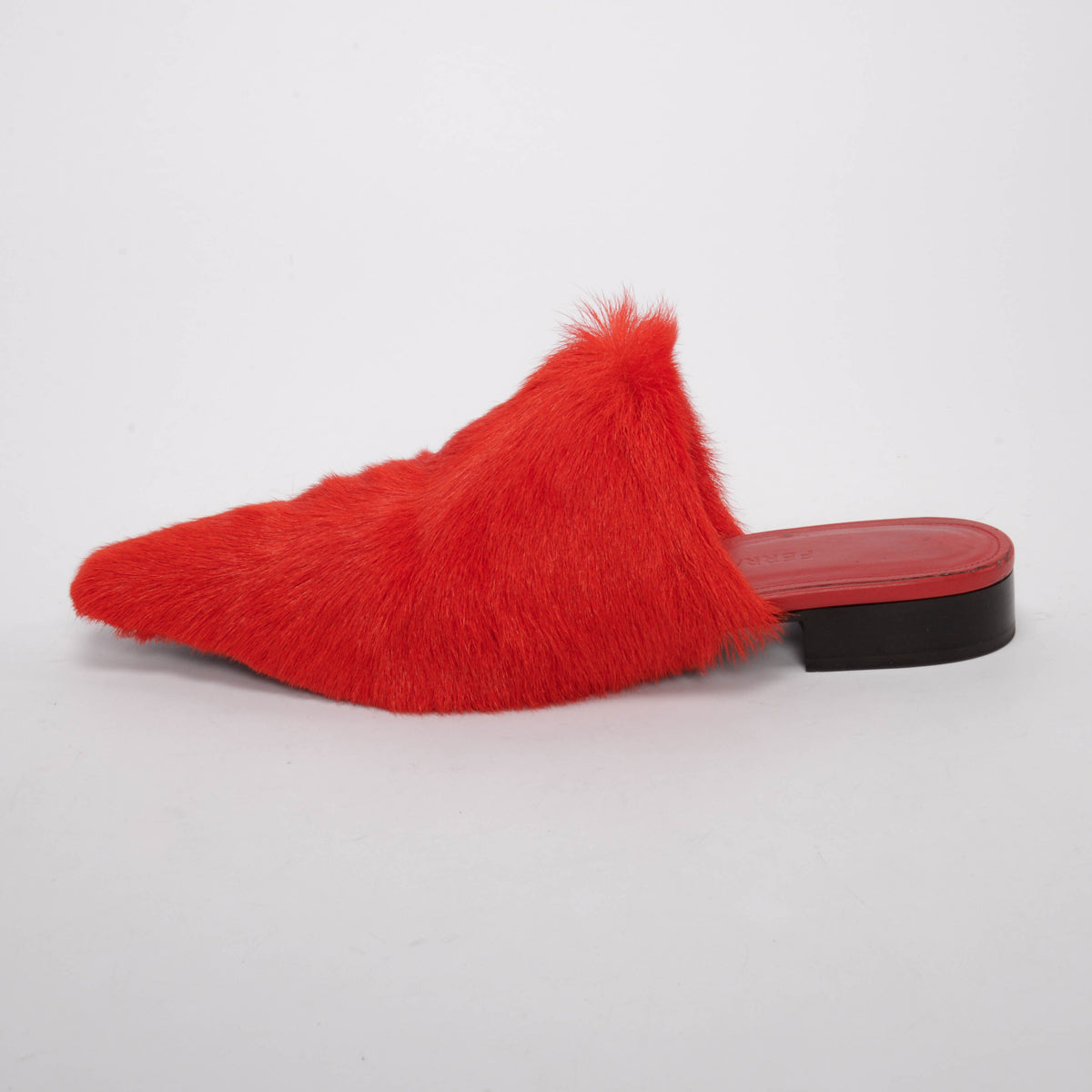 Ferragamo Flame Red Calf Hair Selestina Flats 10