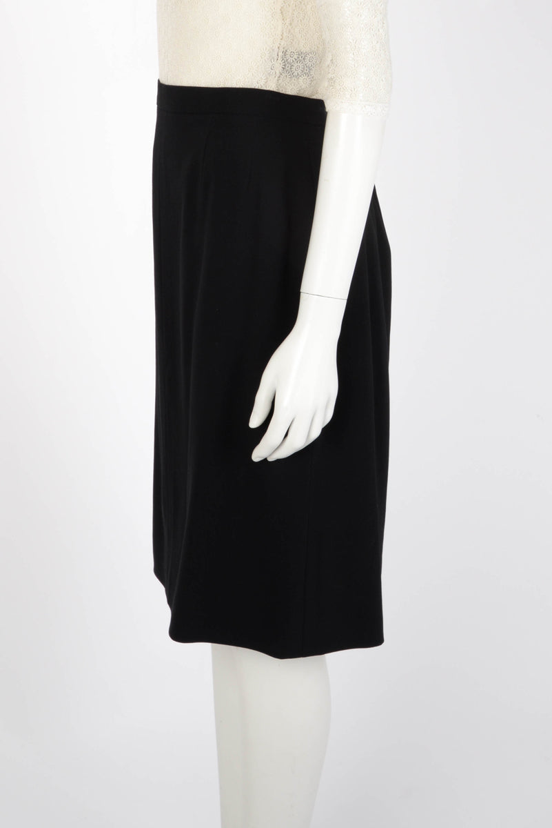Chanel Black Fine Wool Pencil Skirt FR 44