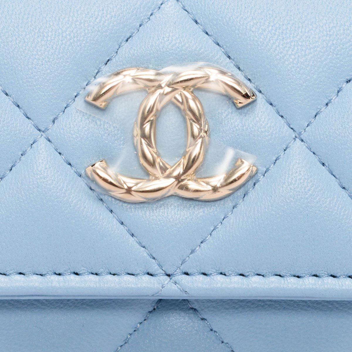 Chanel Light Blue Calfskin Clutch With Chain Wallet