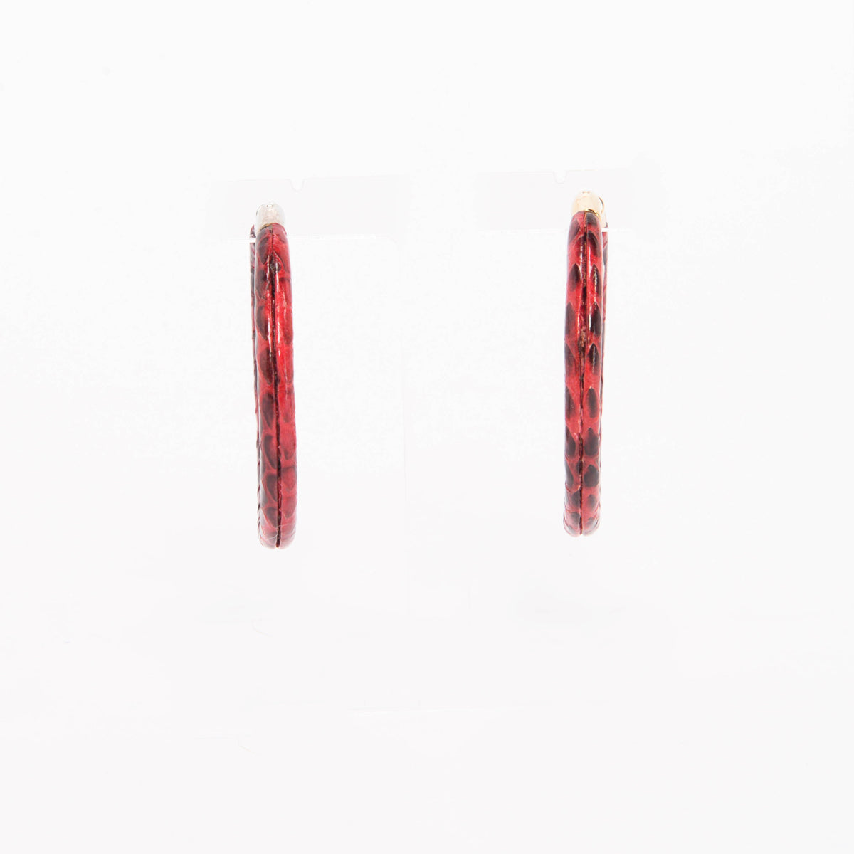 Fendi Red Snakeskin F is Fendi Hoop Earrings