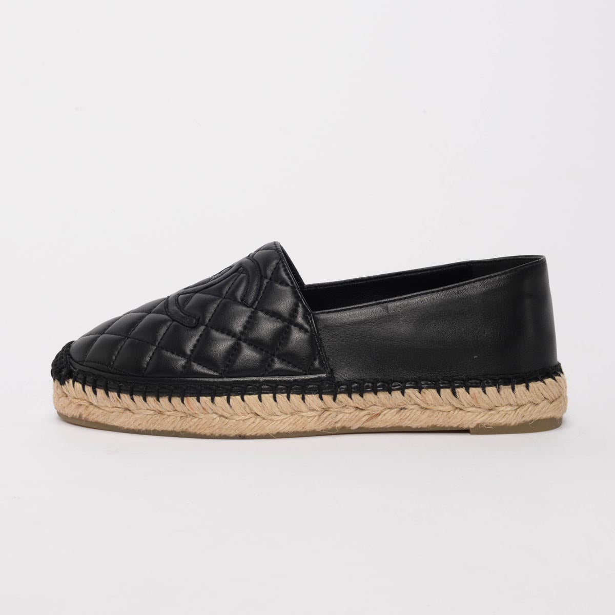 Chanel Black Quilted Lambskin Espadrilles 38