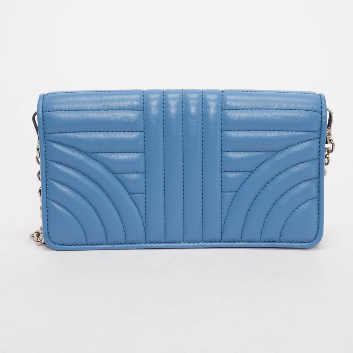 Prada Blue Quilted Calfskin Diagramme Wallet on Chain