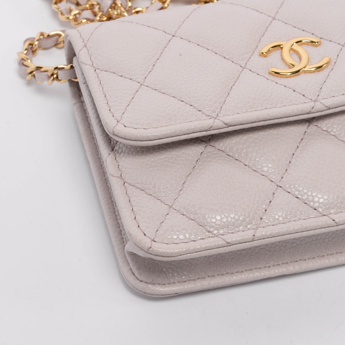 Chanel Light Purple Caviar Miss Coco Clutch With Chain