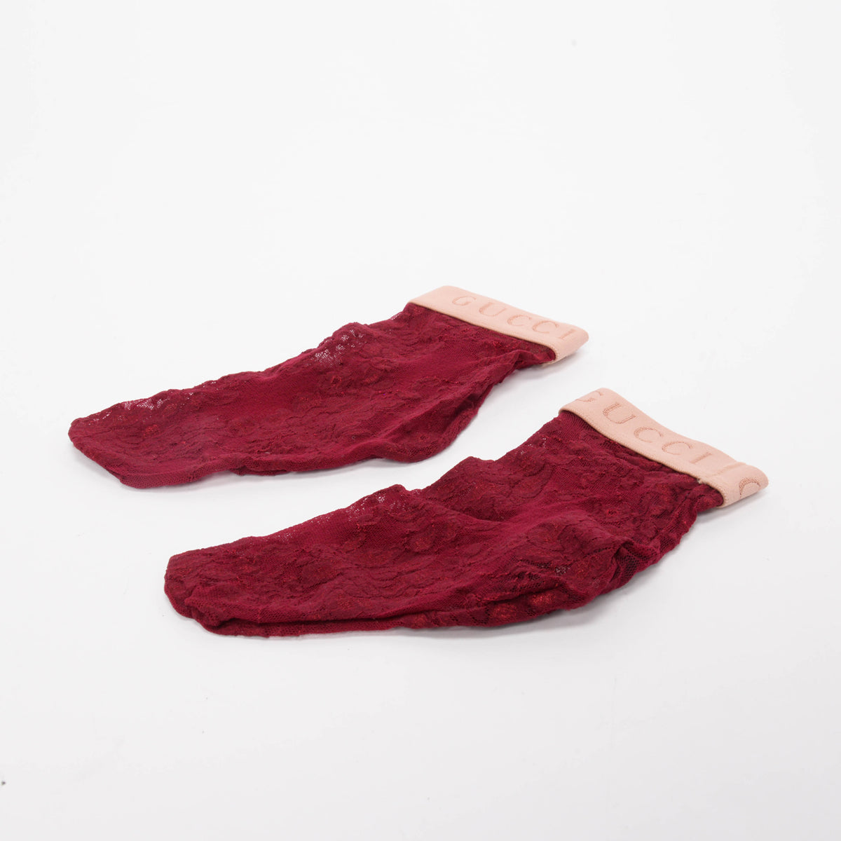 Gucci Burgundy Lace Ankle Socks