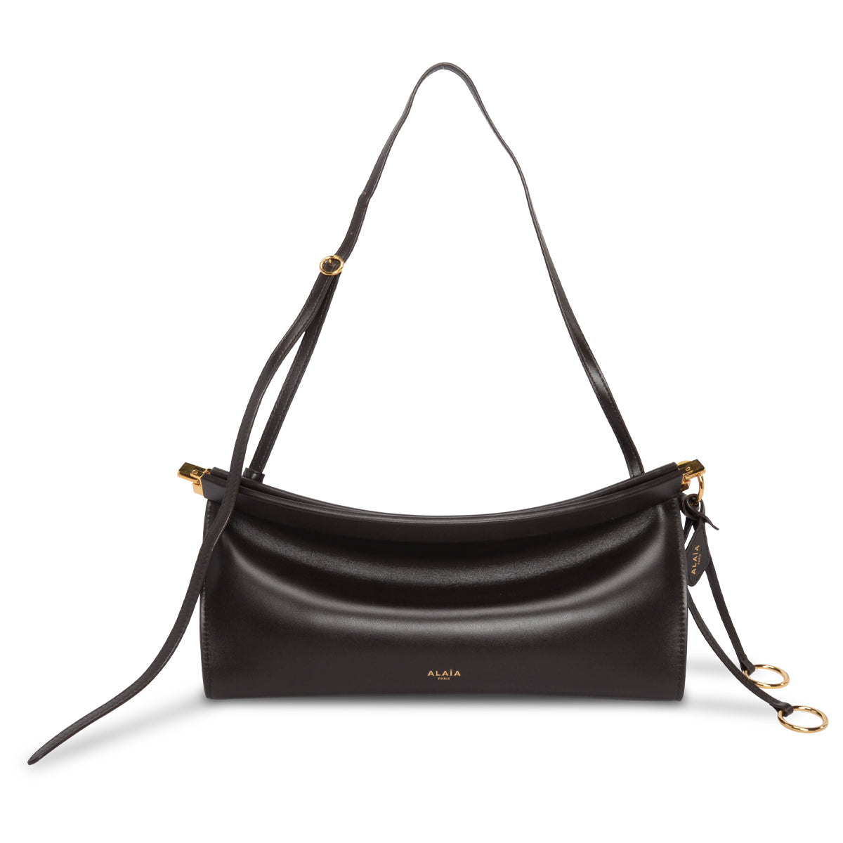 Alaia Dark Brown Calfskin Le Click East West Medium Bag