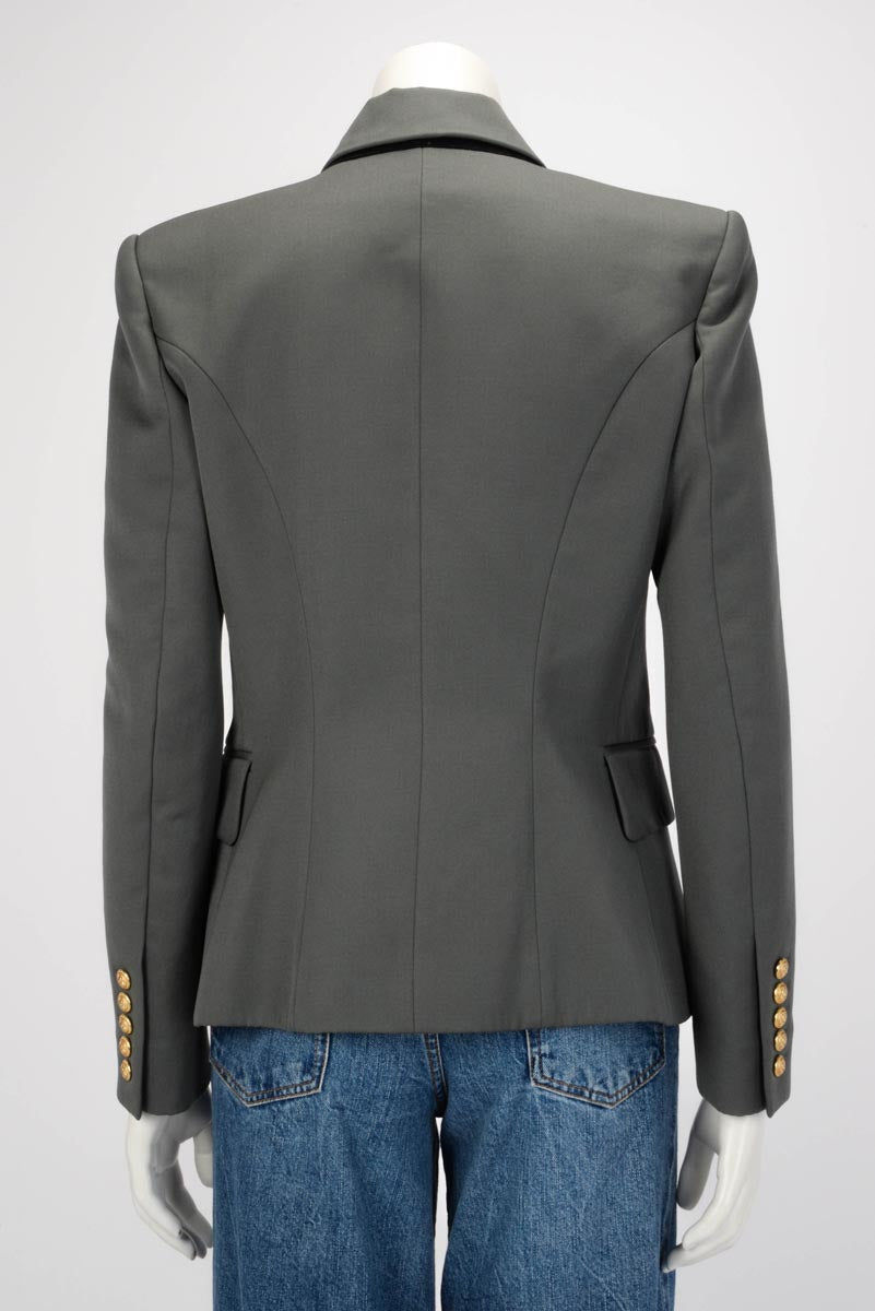 Balmain Grey Wool Classic DB Jacket FR 42