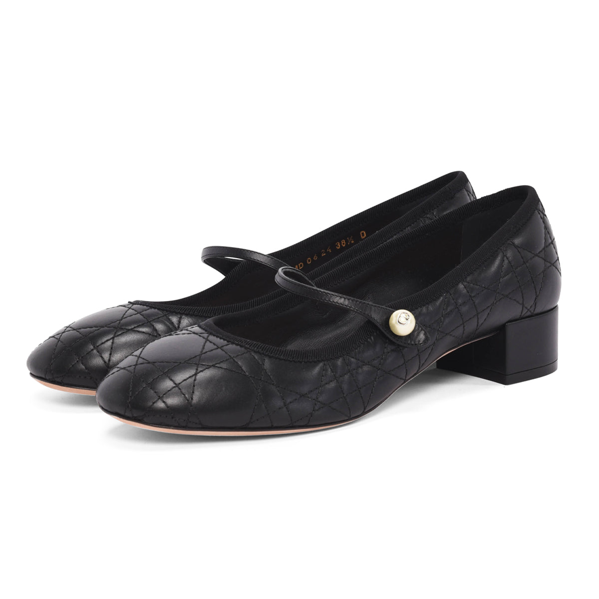 Dior Black Cannage Calfskin Ballet Pumps 38.5