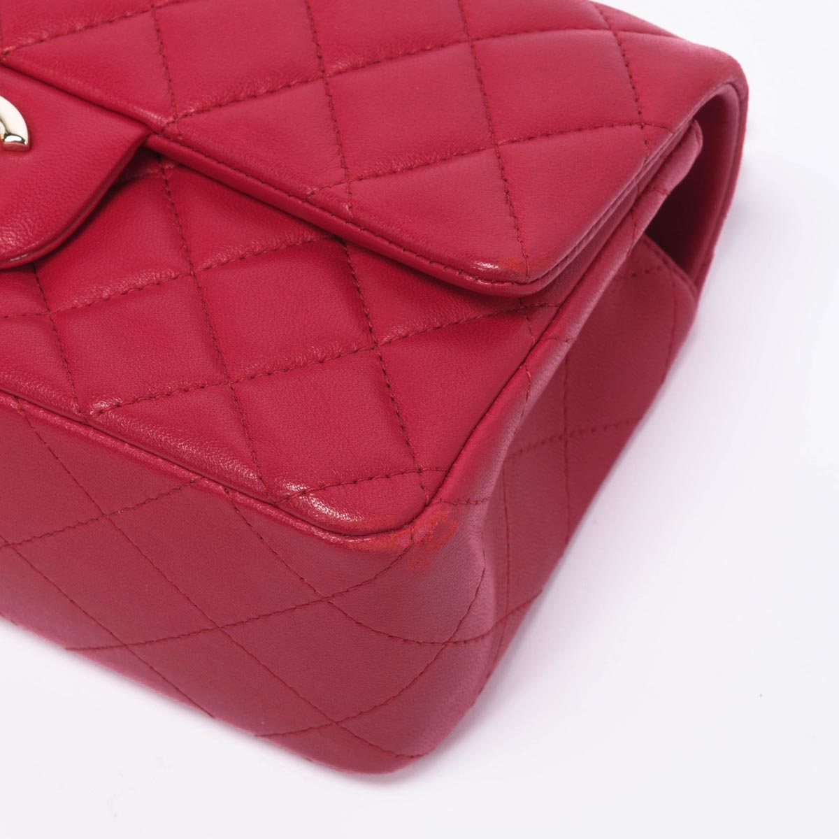 Chanel Red Quilted Lambskin Mini Rectangular Flap Bag