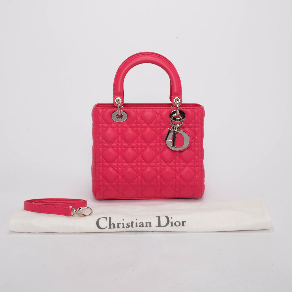 Dior Hot Pink Cannage Lambskin Medium Lady Dior Bag