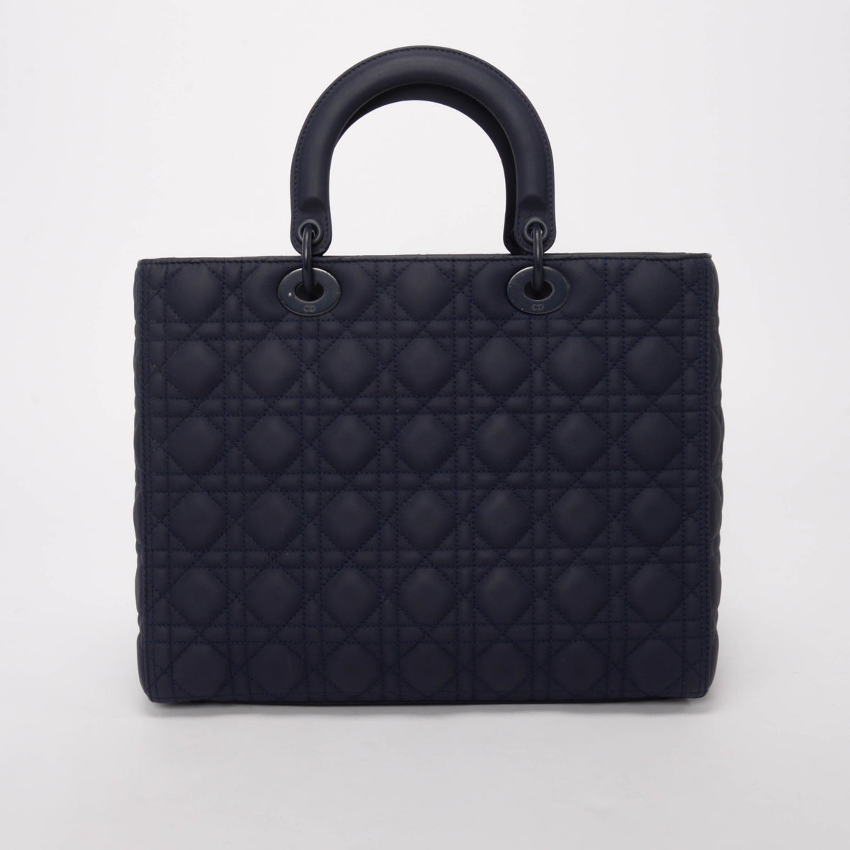 Dior Navy Ultramatte Cannage Calfskin Large Lady Dior Tote