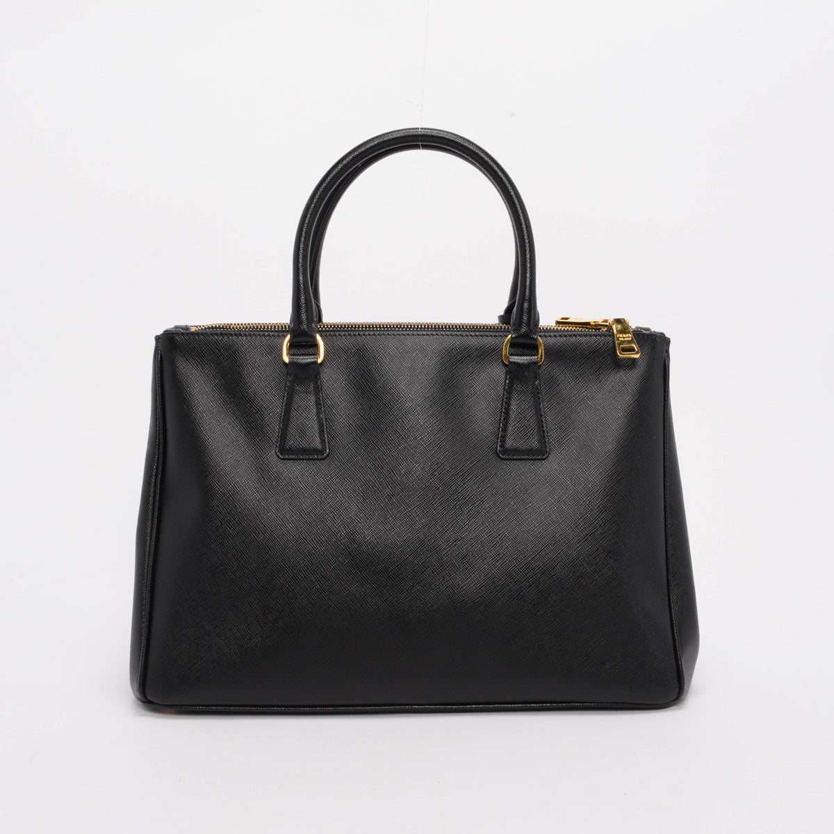 Prada Black Saffiano Lux Medium Double Zip Tote