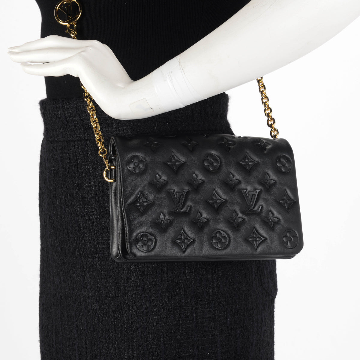 Louis Vuitton Black Monogram Lambskin Coussin Pochette