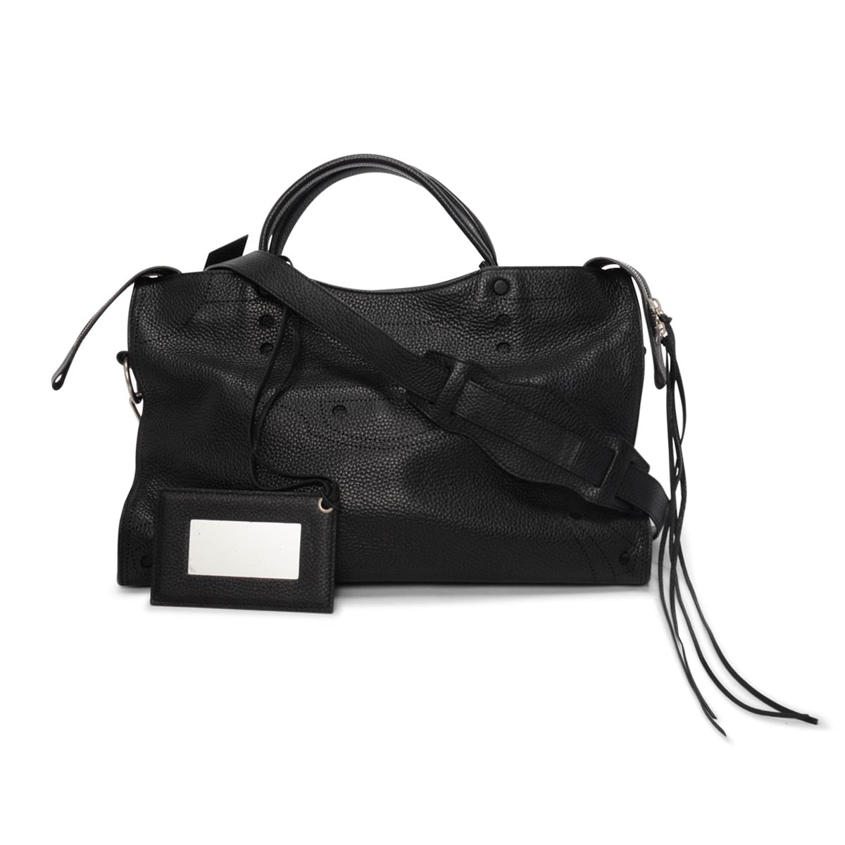Balenciaga Black Perforated Grained Calfskin Blackout City Bag