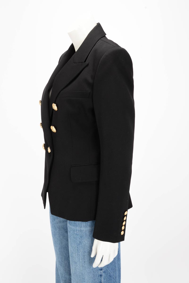 Balmain Black Wool Twill Classic DB Blazer FR 44
