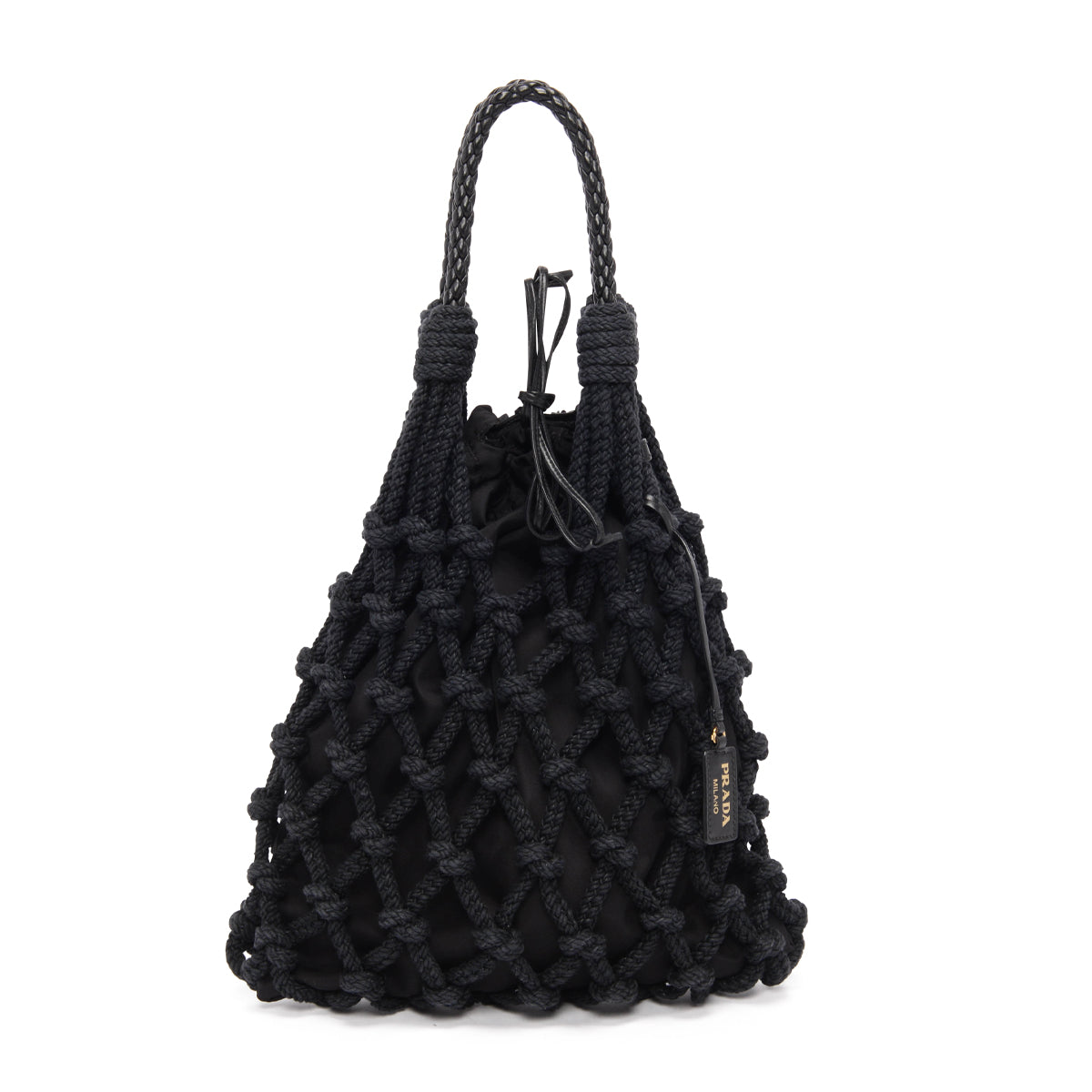 Prada Black Cord & Nylon Fishnet Tote