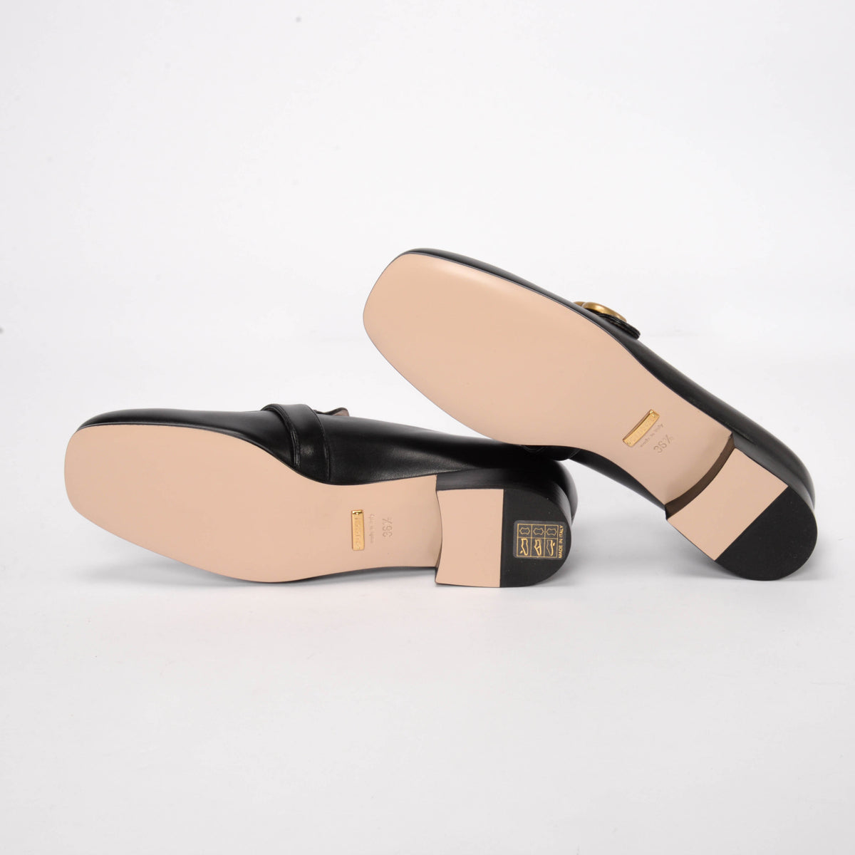Gucci Black Malaga Kid Double G Loafers 36.5
