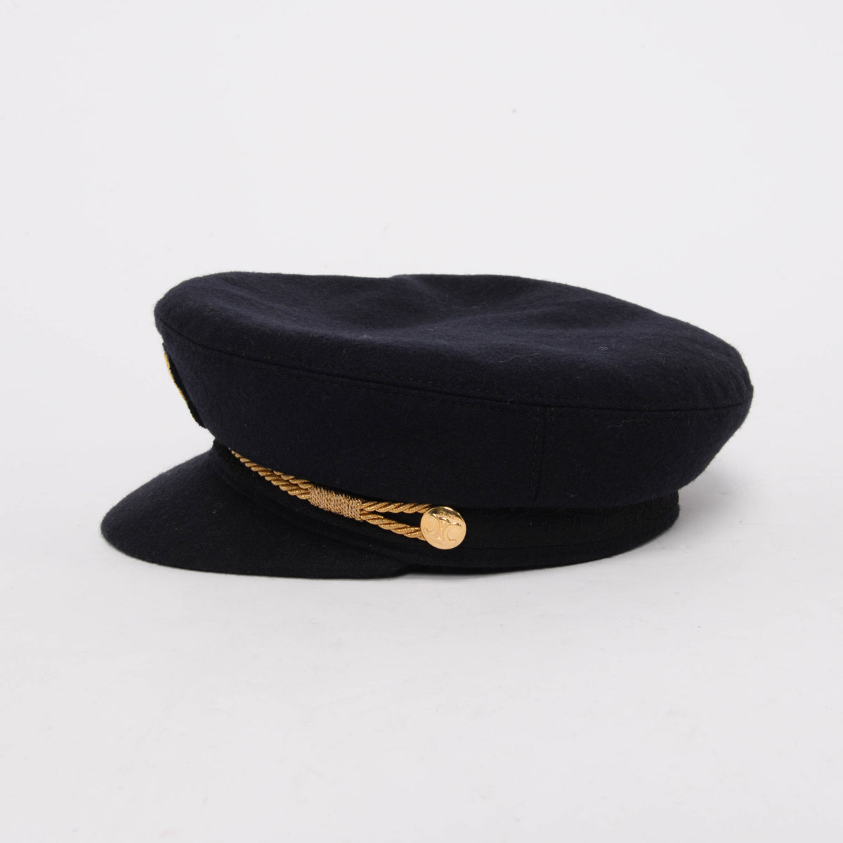 Celine Dark Navy & Gold Wool Triomphe Sailor's Hat