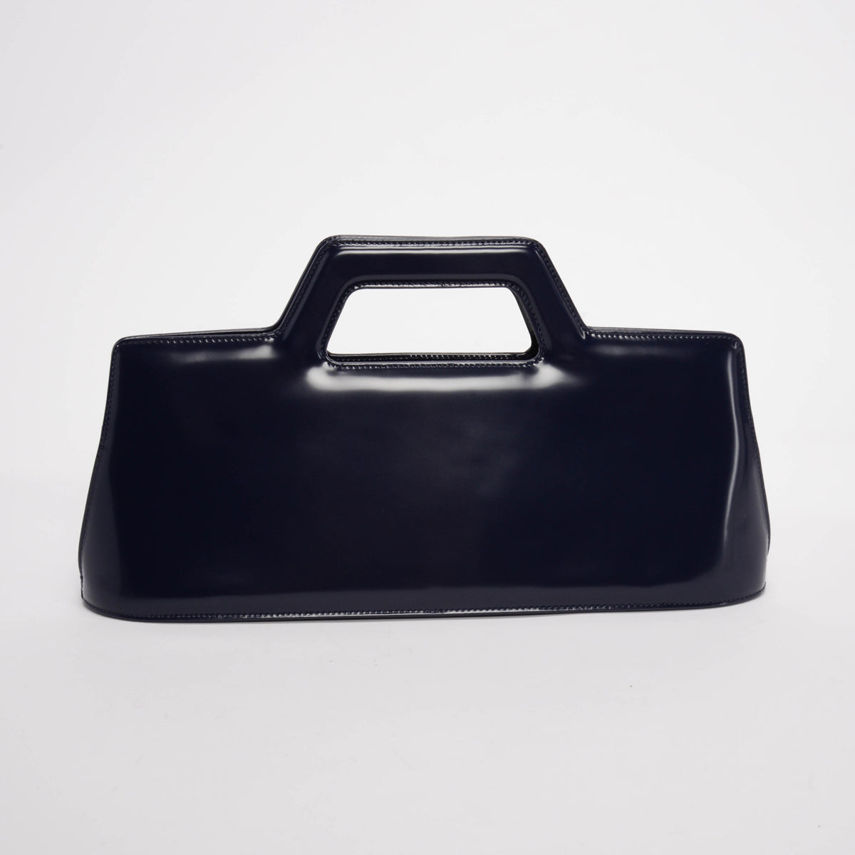 Ferragamo Navy Hi-Shine Wanda East West Bag