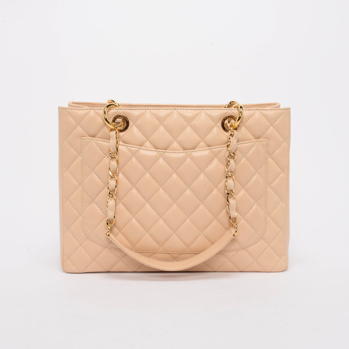 Chanel Beige Clair Quilted Caviar Grand Shopping Tote