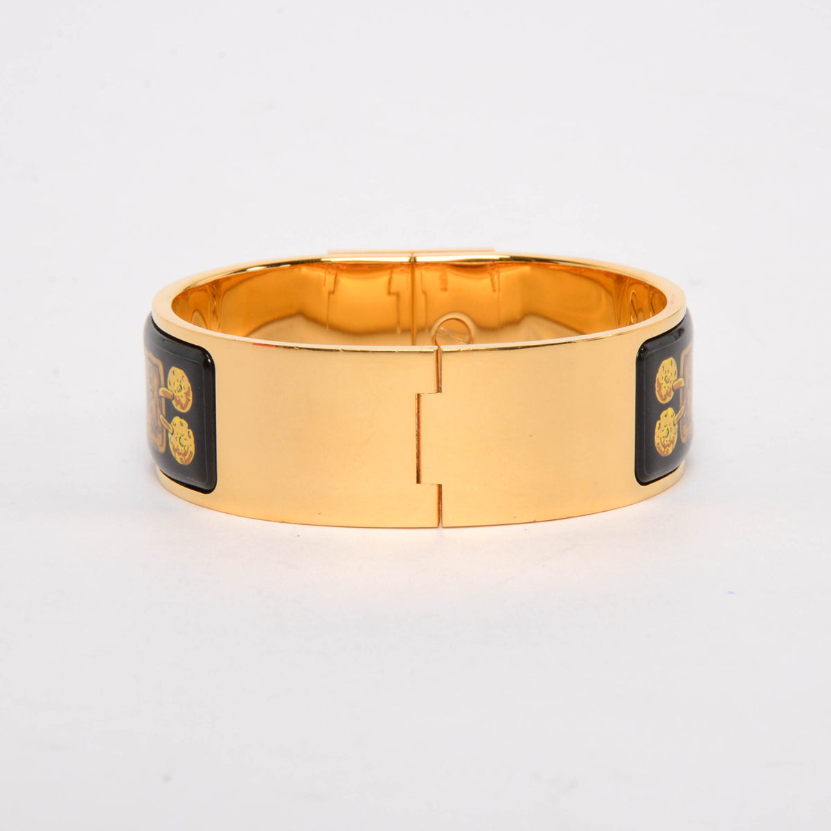 Hermes Black Gold Plated Enamel Kavalla Clic Clac H Bracelet