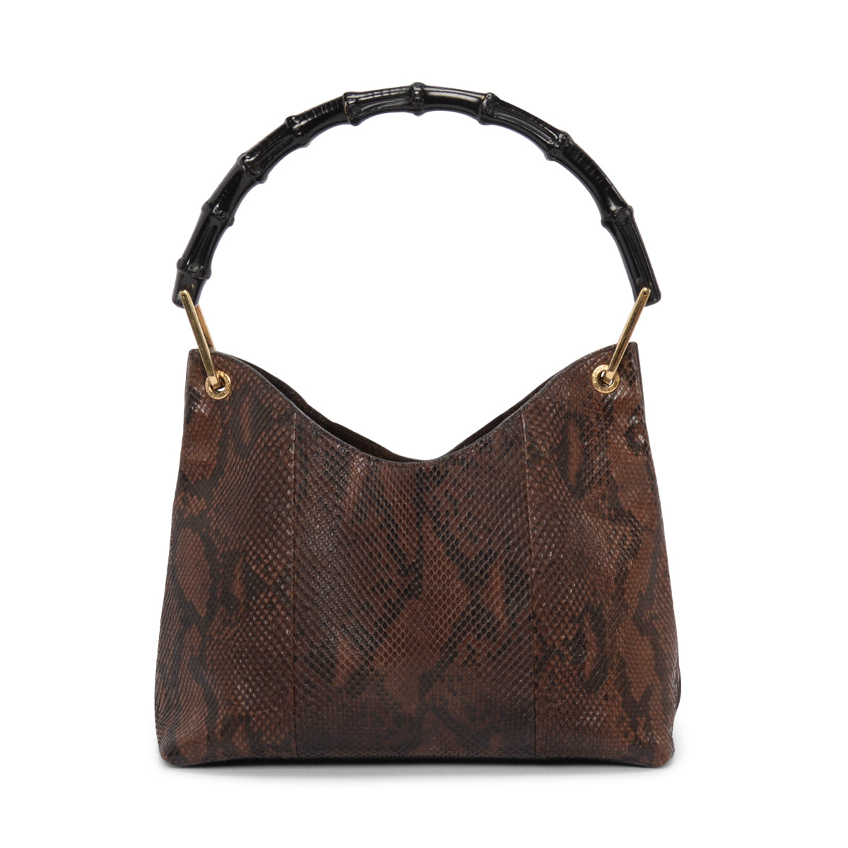 Gucci Brown Python Bamboo Shoulder Bag