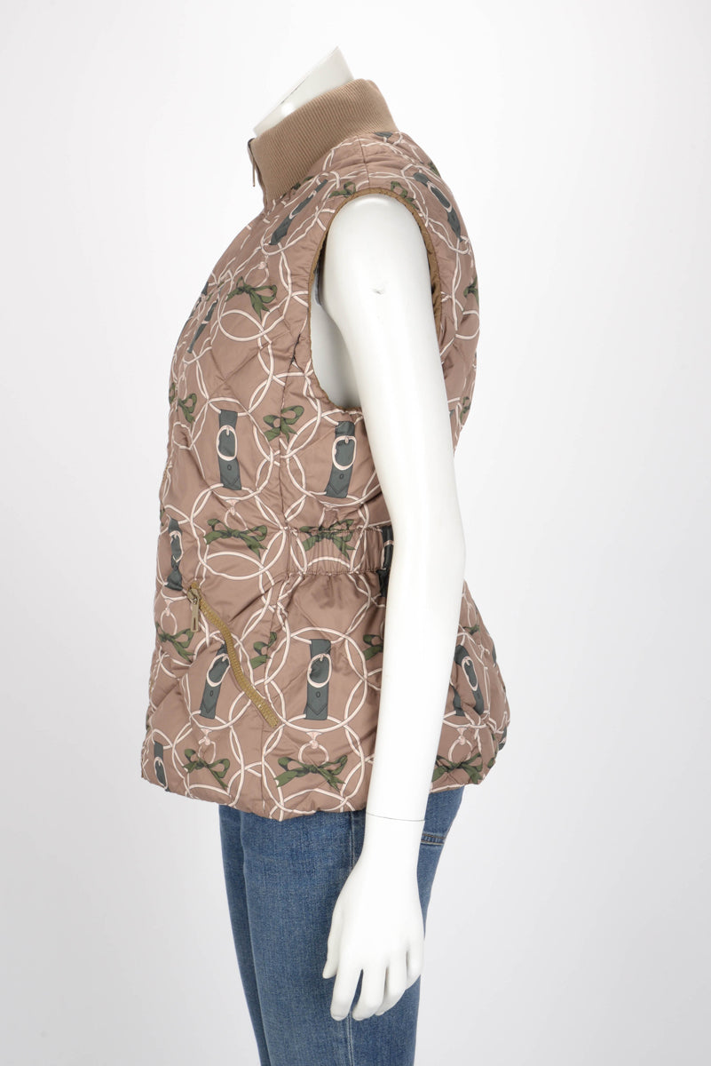 Hermes Khaki La Promenade du Matin Reversible Puffer Vest FR 40