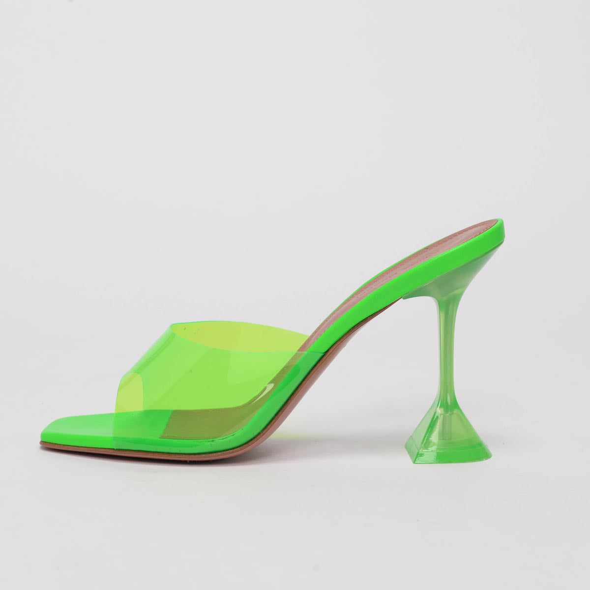 Amina Muaddi Fluro Green PVC Lupita Glass Sandals