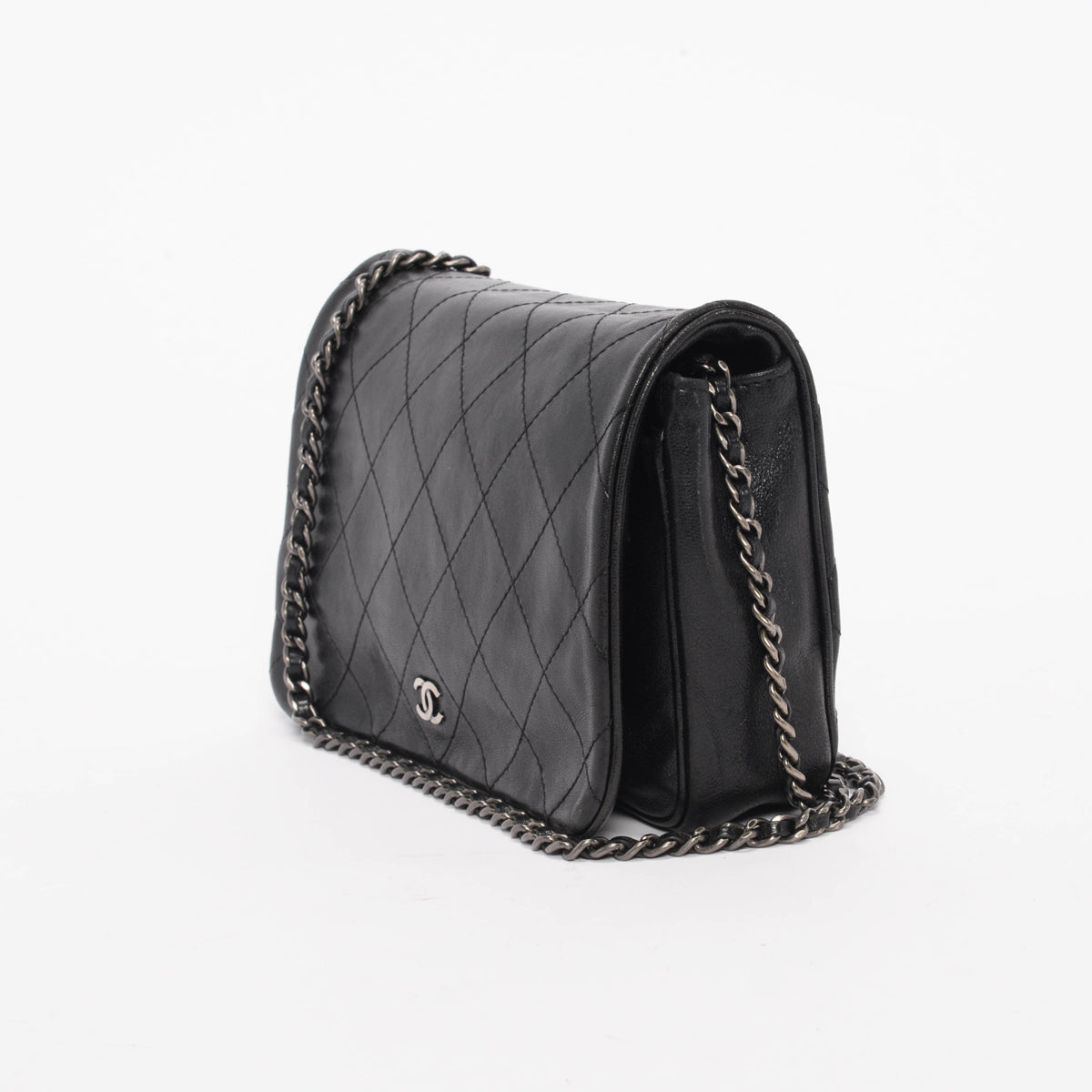 Chanel Black Quilted Lambskin Full Flap CC Wallet on Chain