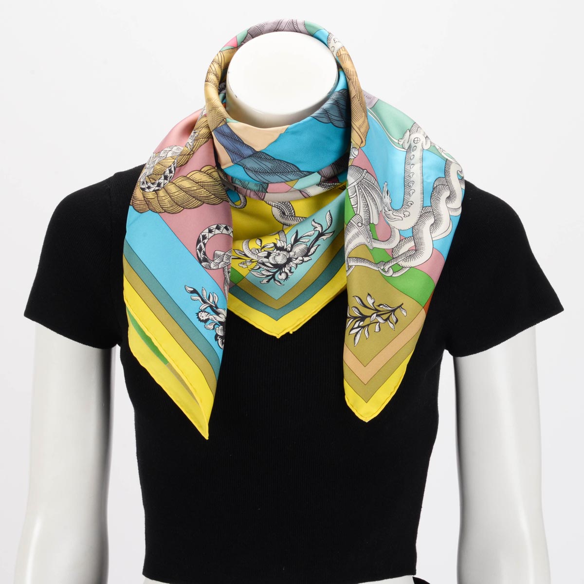 Hermes Yellow Silk Della Cavalleria Scarf