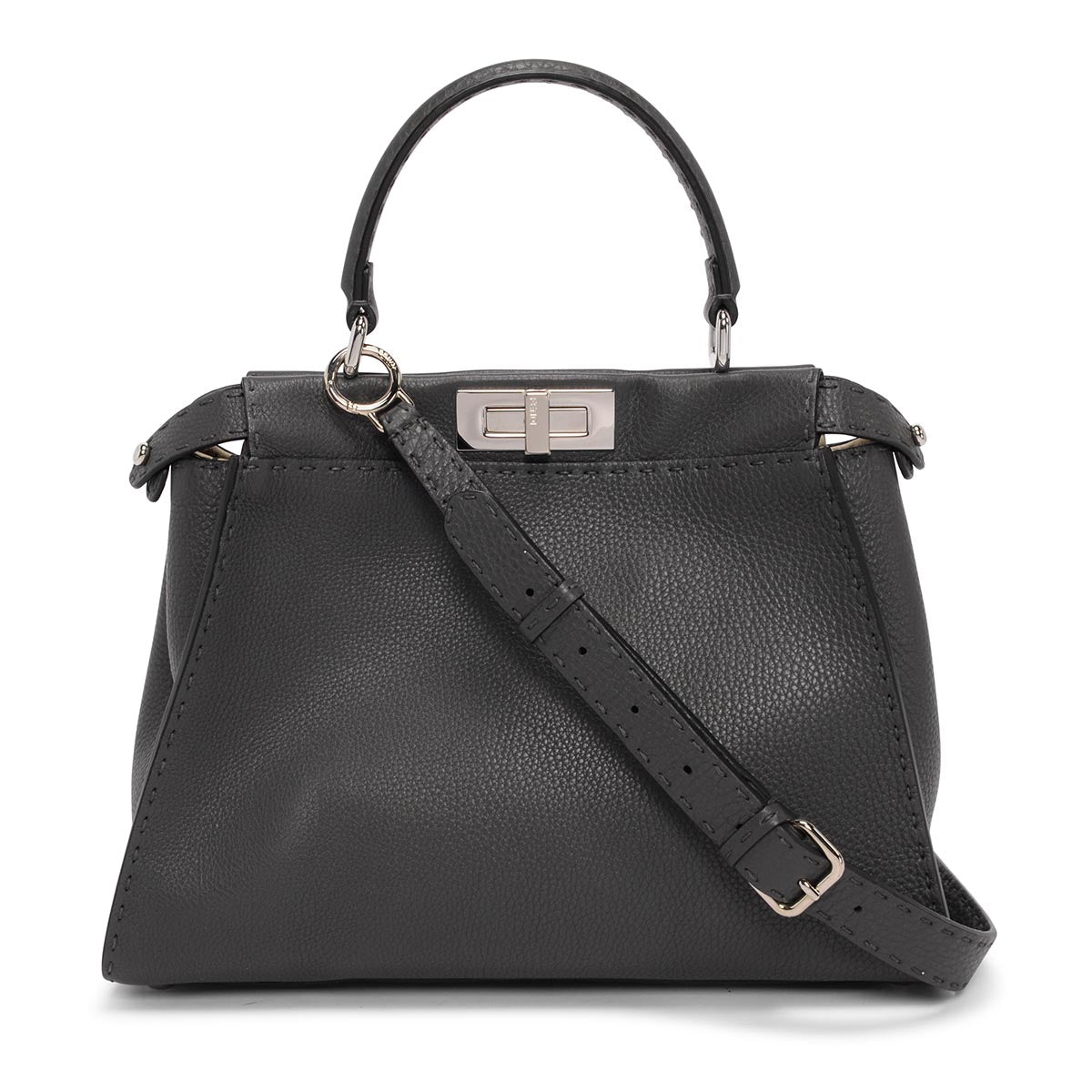 Fendi Charcoal Selleria Medium Peekaboo Bag