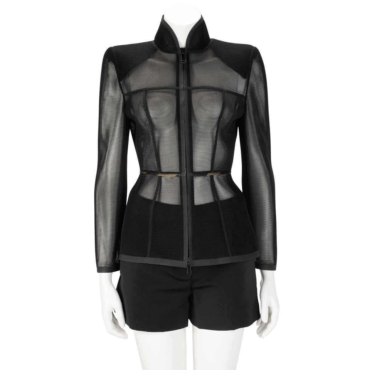 Fendi Black Mesh Zip Front Jacket